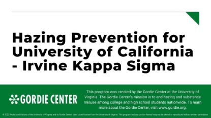 Picture of UC Irvine Kappa Sigma Hazing Prevention Presentation